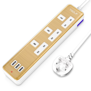 UK Type Extension Socket 3 Pin Plug Power Outlet Strip With USB LIPWEL 3250W Office Power Strips